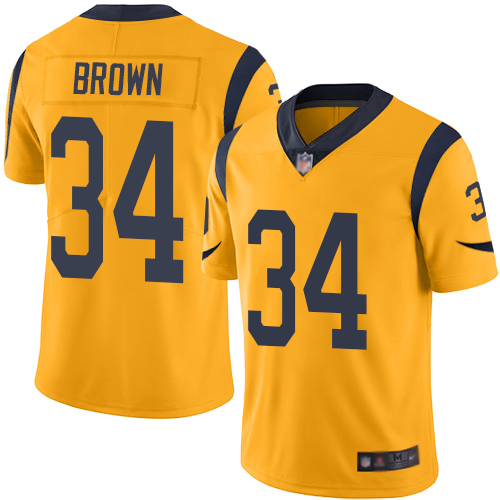 Los Angeles Rams Limited Gold Men Malcolm Brown Jersey NFL Football #34 Rush Vapor Untouchable